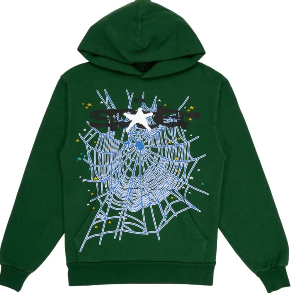 Sp5der x Young thug Green Graphic Hoodie